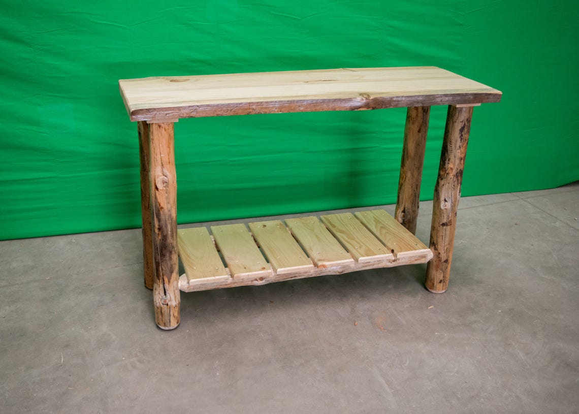 Rustic Log Sofa Table Etsy