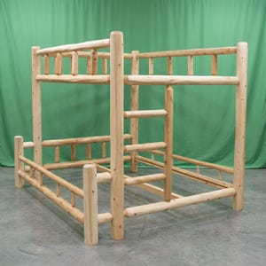 Log Bunk Bed ~ Twin over Full ~ Unfinished White Cedar | Amish Handcrafted in USA | DIY | Solid Wood Frame