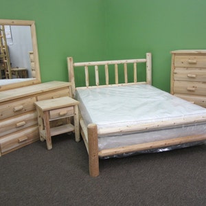 Handcrafted White Cedar Log Bed Double Log Side Rails/Solid Wood/Made in the USA/Free Shipping image 2