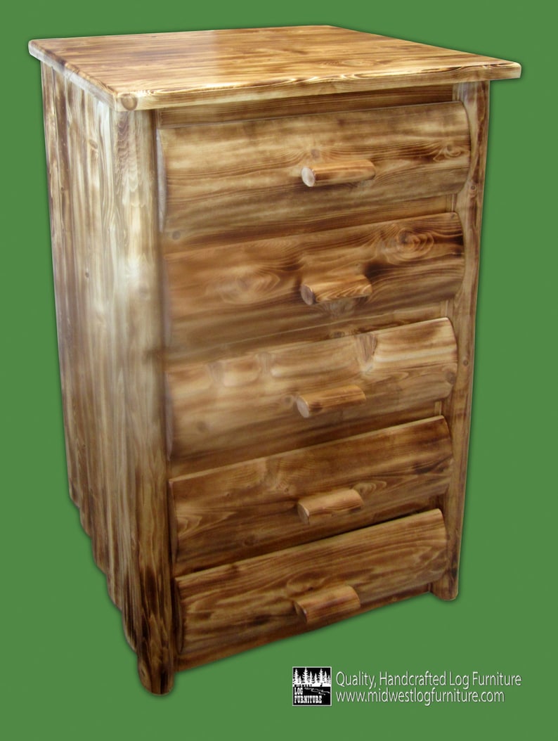 Torched Cedar 5 Drawer Rustic Log Dresser Etsy