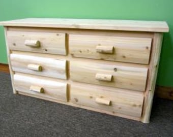 Handcrafted 6 Drawer Log Dresser