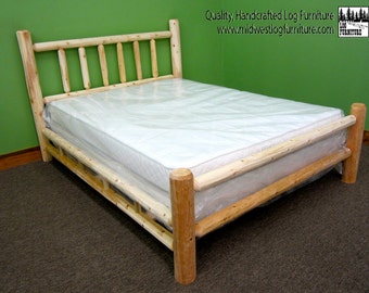 Log Bed Frame ~ Twin ~ Unfinished White Cedar |  Amish Handcrafted in USA | DIY | 100% Solid Wood