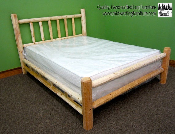 Handcrafted White Cedar Rustic Log Bed Double Log Side Rails Etsy