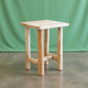 Log Economy Nightstand ~ Unfinished White Cedar | Amish Handcrafted in USA | DIY | Natural | Solid Wood End Table