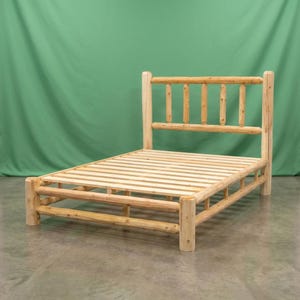 Log Platform Bed Frame ~ California King ~ Unfinished White Cedar | Amish Handcrafted in USA | DIY | 100% Solid Wood | No Boxspring Needed!