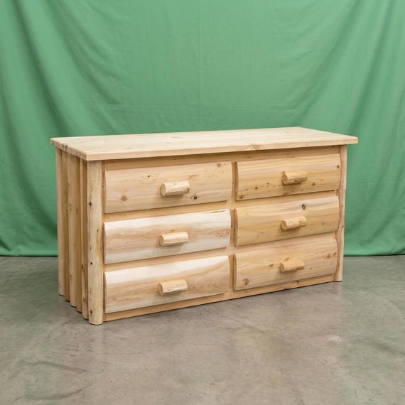 6 Drawer Log Dresser - Unfinished, Solid Cedar Wood 6 Drawer Log Dresser - Unfinished, Solid Cedar Wood