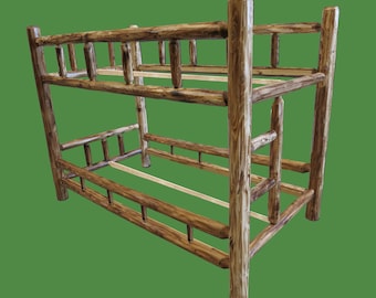 Full Torched Cedar Log Bunk Bed