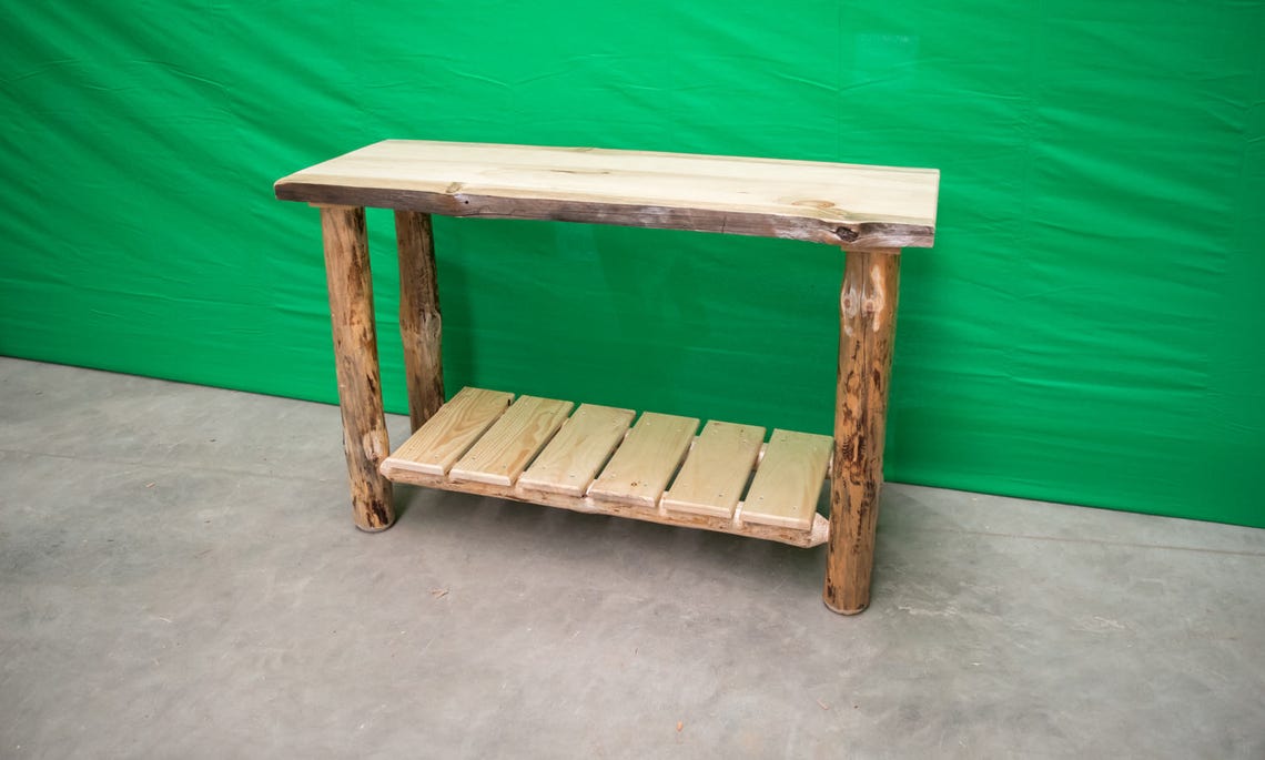 Rustic Log Sofa Table Etsy