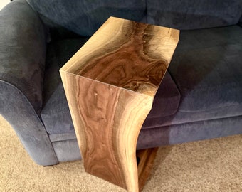 Waterfall C-Shaped End Table/TV Table