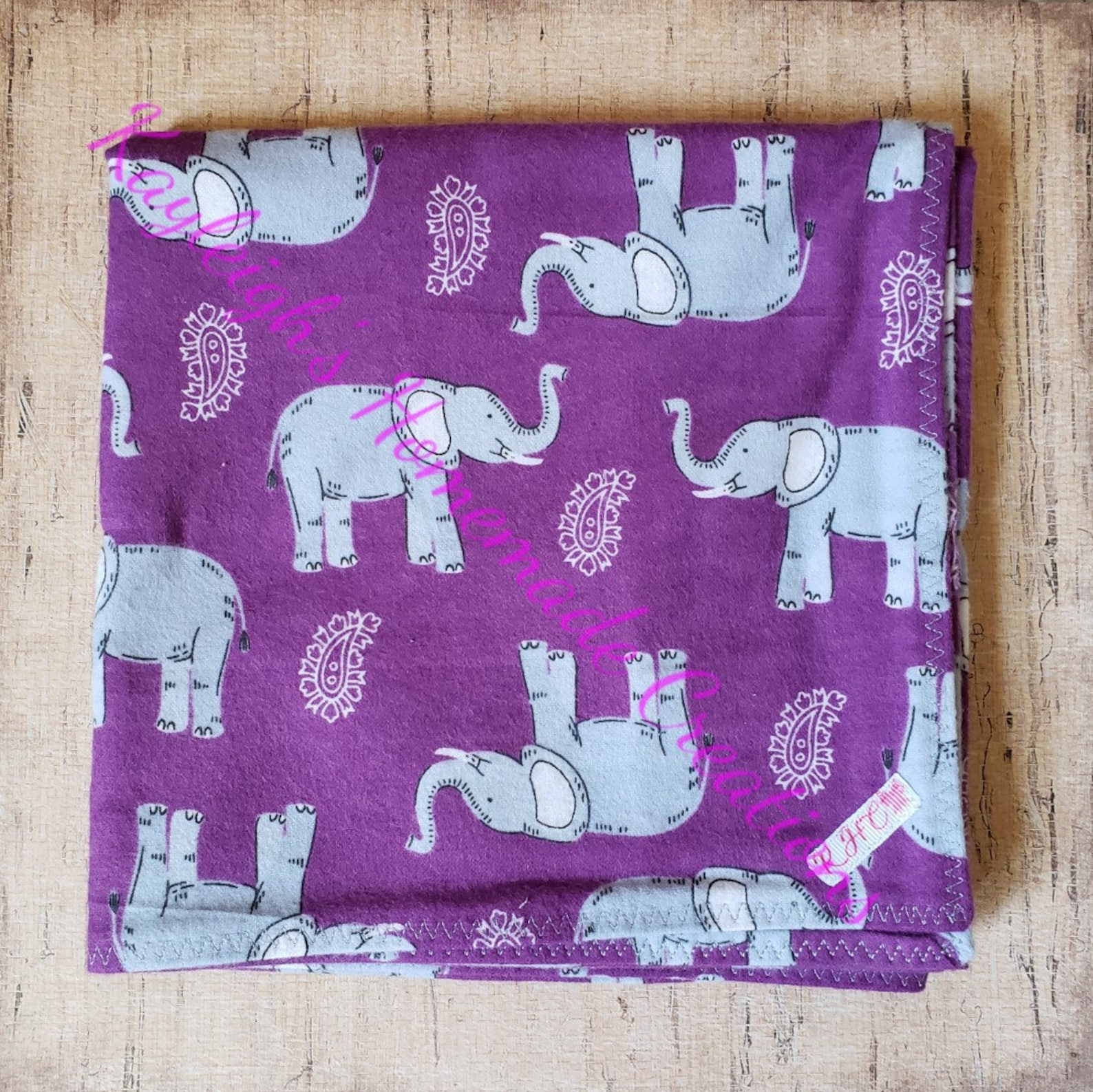 Purple Elephant Receiving Blanket Baby Blanket Swaddle Etsy