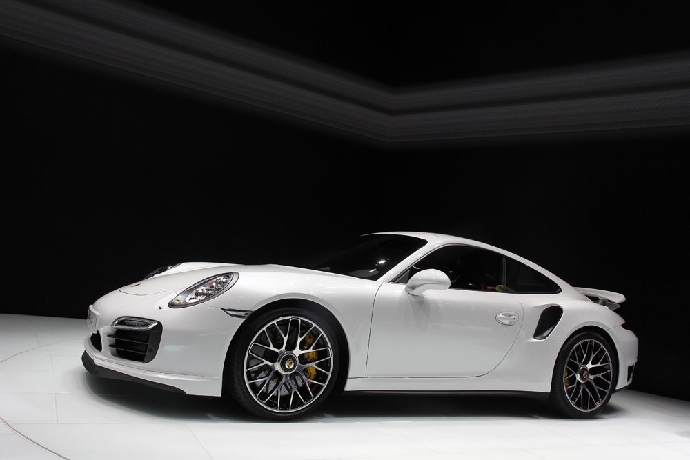 Poster Of Porsche 911 991 Turbo S Left Side White Hd Print Etsy