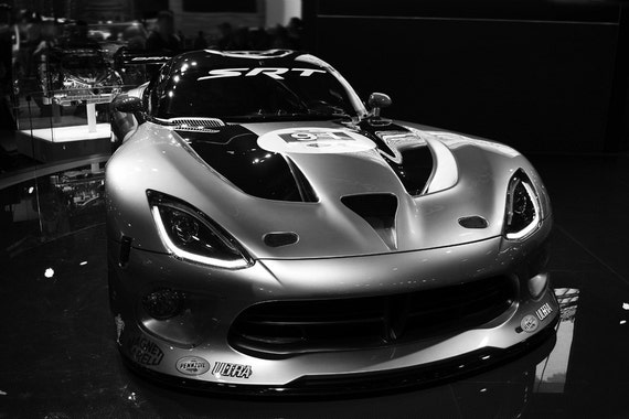 Poster Of Dodge Srt Viper Gts R Front Black And White Hd Print Etsy