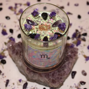 Scorpio Crystal Candle|Crystal Candle|Scorpio Candle|Zodiac Candle|Zodiac Candles|Crystal Healing|Zodiac|Astrology|Crystal Candles