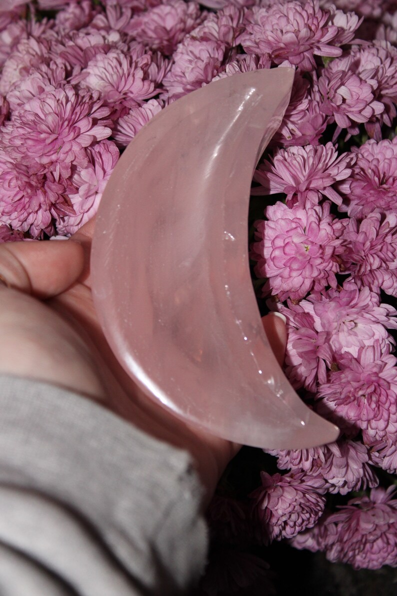 Rose Quartz Moon Bowl|Crystal Bowl|Moon Shaped Bowl|Crystal Moon Bowl|Rose Quartz Moon|Crystal Bowls|Rose Quartz