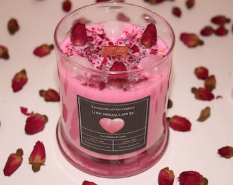 LOVE Crystal Candle|Crystal Candle|Intention Candle|Intention Candles|Love|Crystal Healing|Self Care|Meditation|Flowers|Crystal Candles