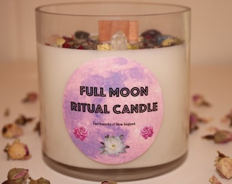 Full Moon Ritual Candle|Full Moon Candle|Full Moon|Full Moon Ritual|Crystal Candle|Full Moon Crystal Candle|Crystal Candles|Crystal Healing