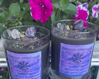 Vela de lectura de runas / runas / vela de cristal / cera de soja / vegana / natural / libre de crueldad / curación con cristales / cuidado personal / meditación / velas de cristal