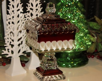 Plato cuadrado vintage Vela de Navidad / Vidrio vintage / Vela de cristal / Velas de cristal / Vela vintage / Vela de navidad / Decoración de Navidad / Navidad