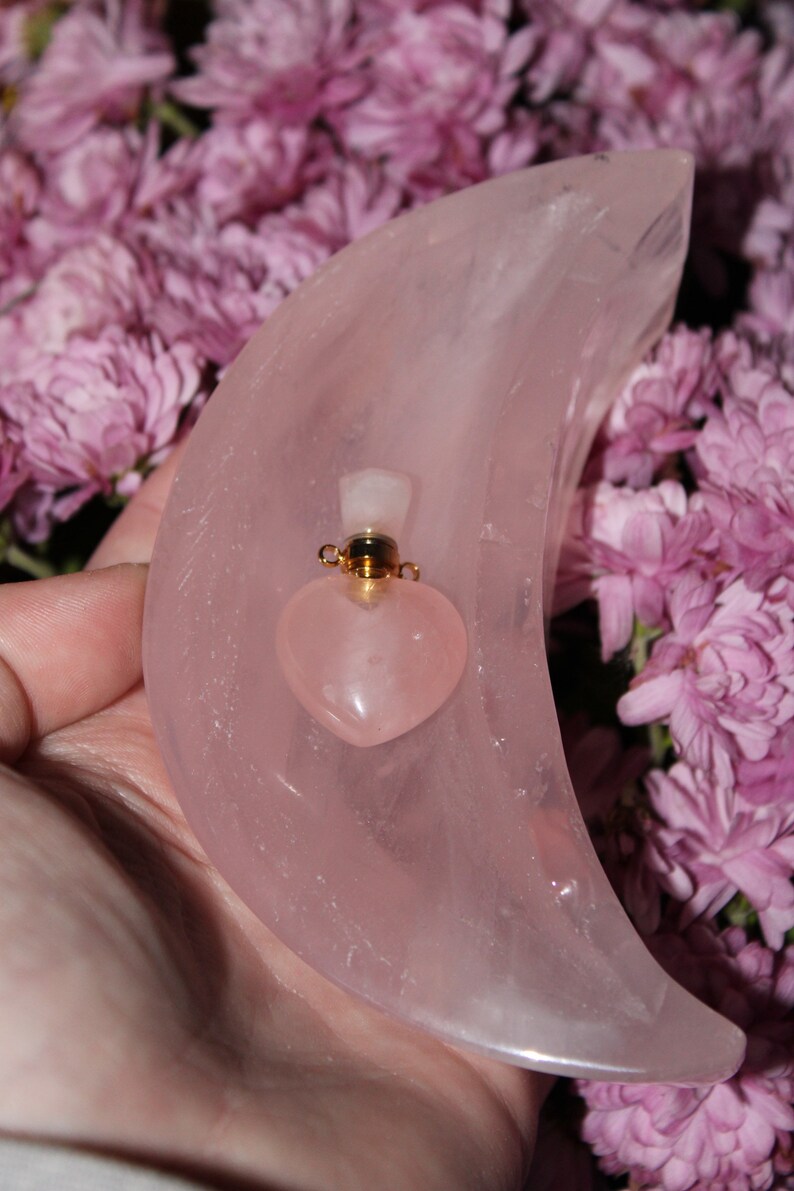Rose Quartz Moon Bowl|Crystal Bowl|Moon Shaped Bowl|Crystal Moon Bowl|Rose Quartz Moon|Crystal Bowls|Rose Quartz