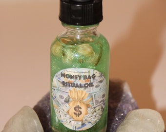 Money Bag Ritual Oil|Crystal Infused Body Oil|Body Oil|Crystal Oil|Abundance Oil|Shimmer Body Oil|Body Shimmer|Body Glitter|Money|Wealth