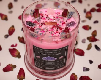 SELF LOVE Crystal Candle|Crystal Candle|Intention Candle|Faerieworks of New England|Crystal Healing|Self Care|Meditation|Crystal Candles