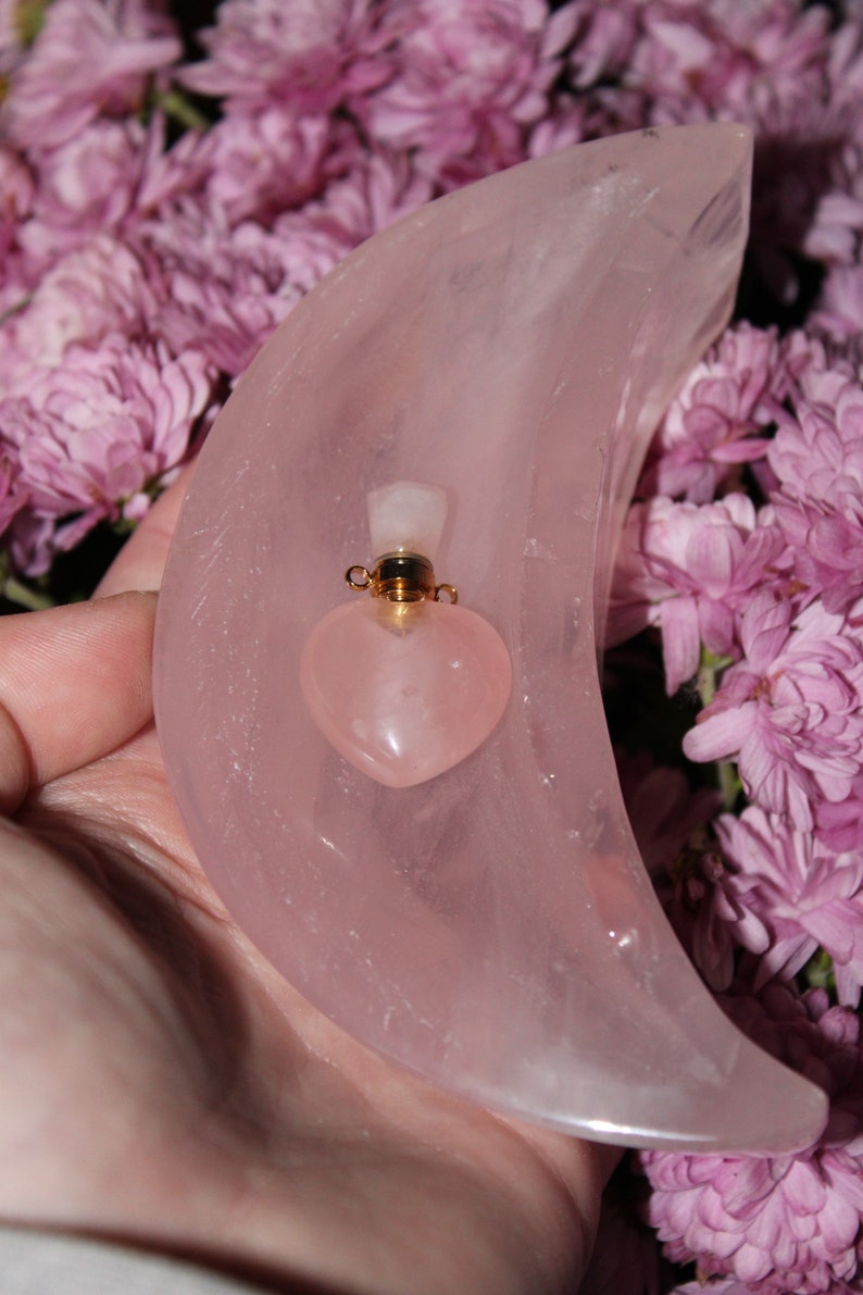 Rose Quartz Moon Bowl|Crystal Bowl|Moon Shaped Bowl|Crystal Moon Bowl|Rose Quartz Moon|Crystal Bowls|Rose Quartz