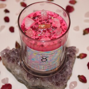 Taurus Crystal Candle|Crystal Candle|Soy Wax|Taurus Candle|Zodiac Candles|Taurus Crystals|Crystal Healing|Zodiac|Astrology|Crystal Candles