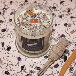Cleansing Sage Intention Candle|Crystal Candle|Soy Wax|Vegan|Natural|Cruelty Free|Crystal Healing|Self Care|Cleansing|Smudge|Crystal Candles