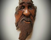 Wood spirit carving by Murray Watson tree spirit hand carved Wooden face wood sculpture driftwood art carving cottonwood bark whimsy.