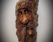Wood spirits cottonwood bark carving house warming gift tree face whimsy cottage decor wood face driftwood art hand made wood spirit