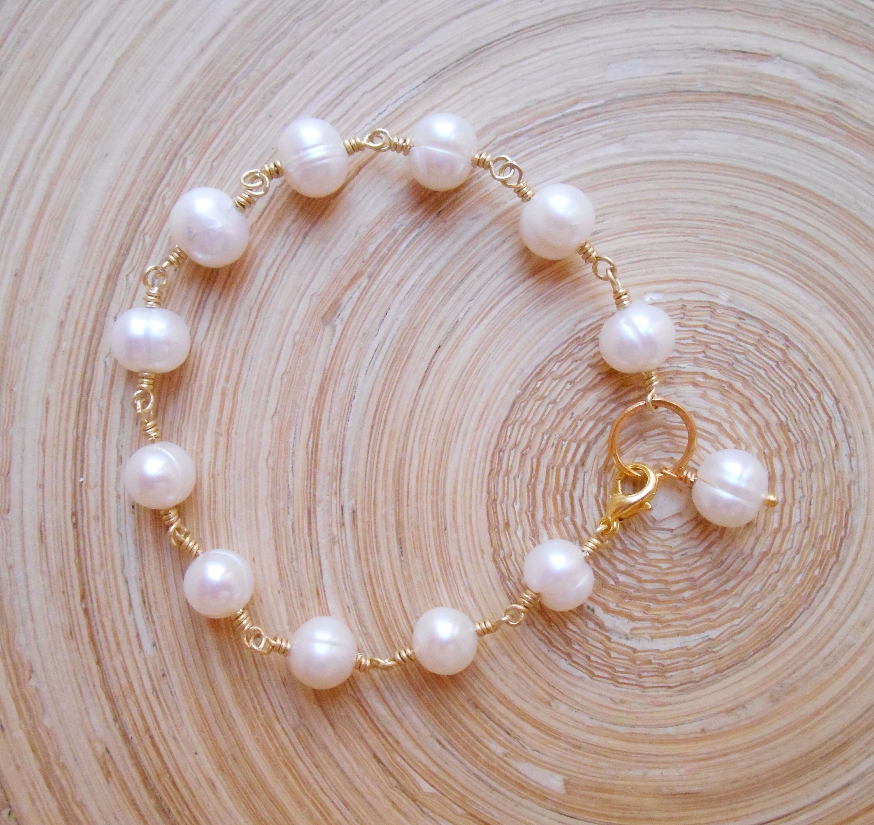Janelle white freshwater baroque pearl bridal wedding bracelet | Etsy