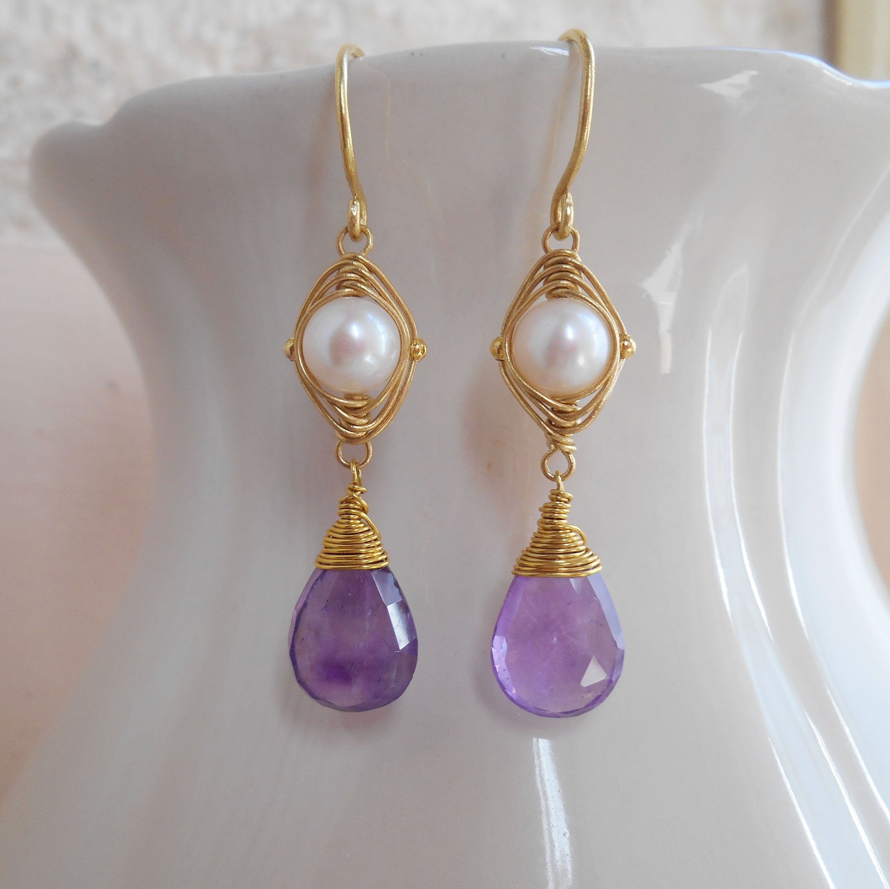 Purple Pearl Amethyst Earring Purple Pearl Amethyst Earring