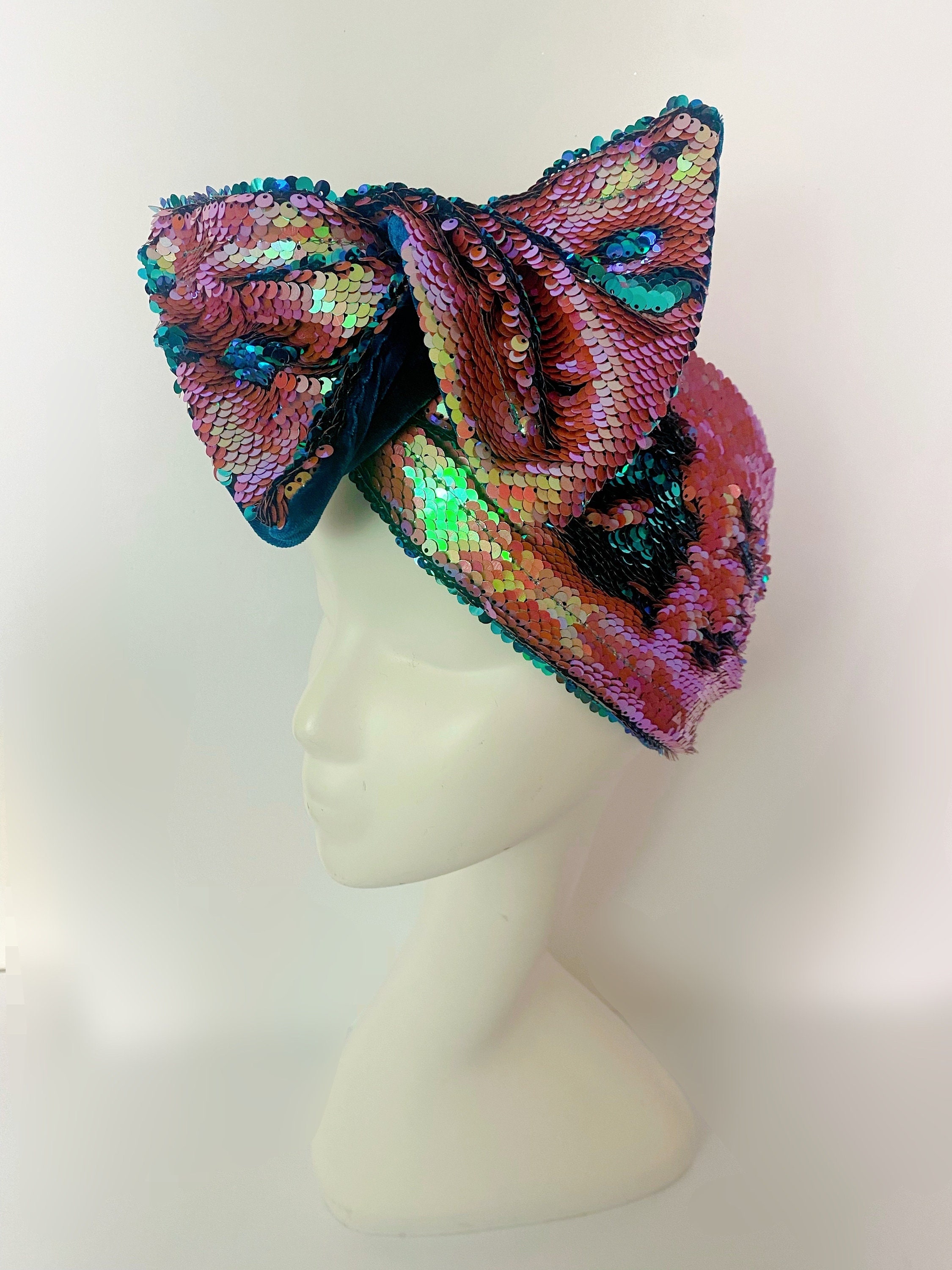 2 Fasce Per Capelli In Velluto Con Paillettes Rosa Brillante E Viola, Per Donne E Ragazze - 2