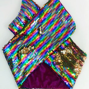 Multi Coloured Rainbow & Gold Sequin Turban/ Head Band/ - Etsy UK