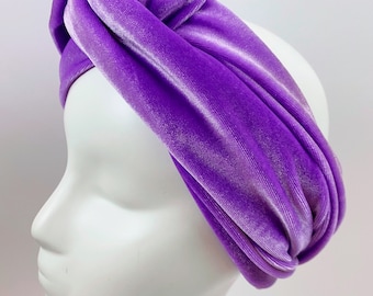 Luxury Violet Lilac Velvet Knotted Turban Headband Twist Knot Headband Velvet Turban Velvet Headband Knotted Headband Twistband