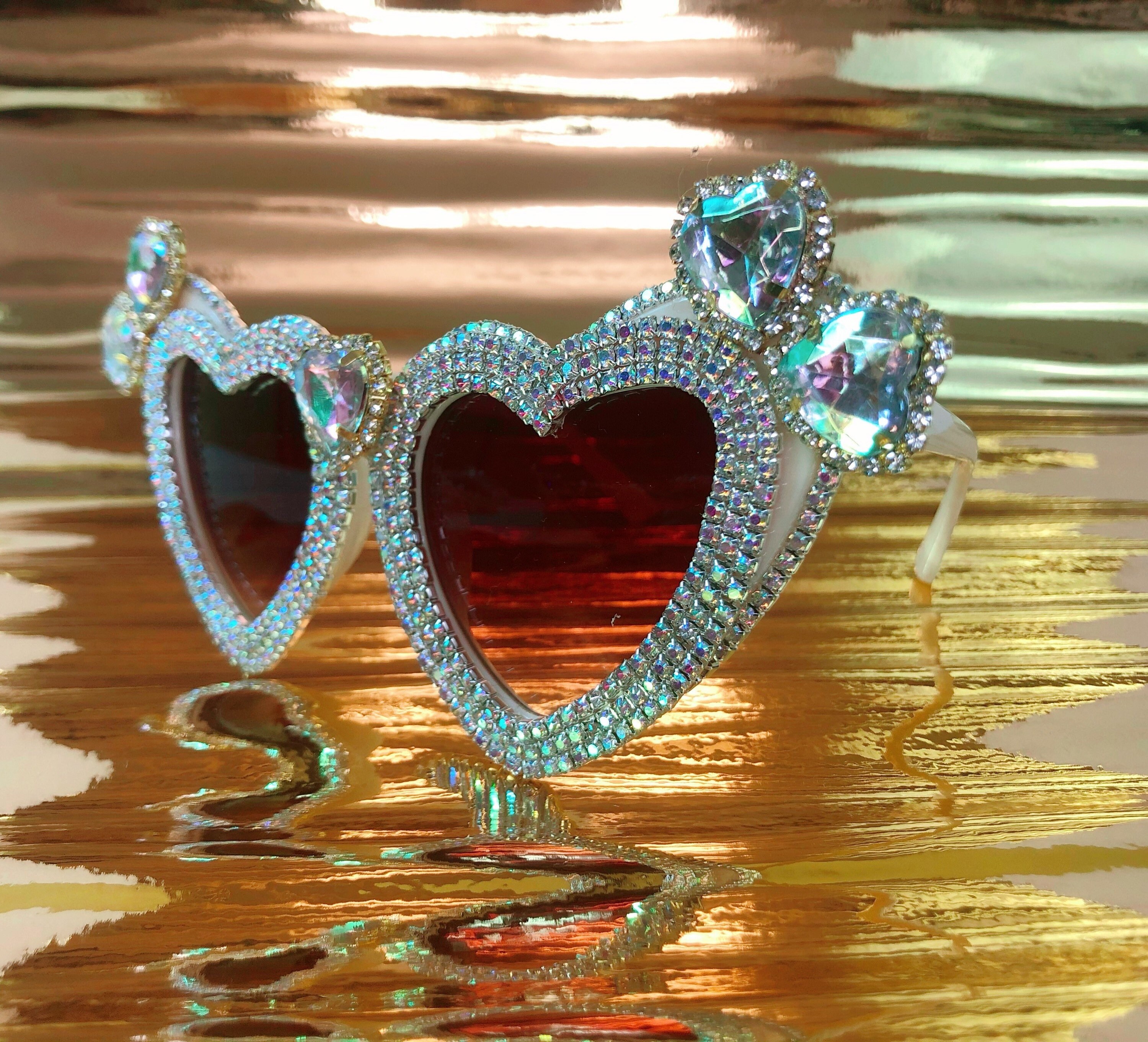 Bling Disco Heart Sunglasses Amazon.com: Etercycle Pink Heart Sunglasses, Bling Heart  main image 4