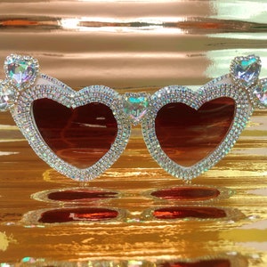 Disco Heart Sunglasses. AB Silver Diamante Rhinestone Bling Lolita Sunnies Eyewear Glasses. Sophie Ellis Bexter Kitchen Disco