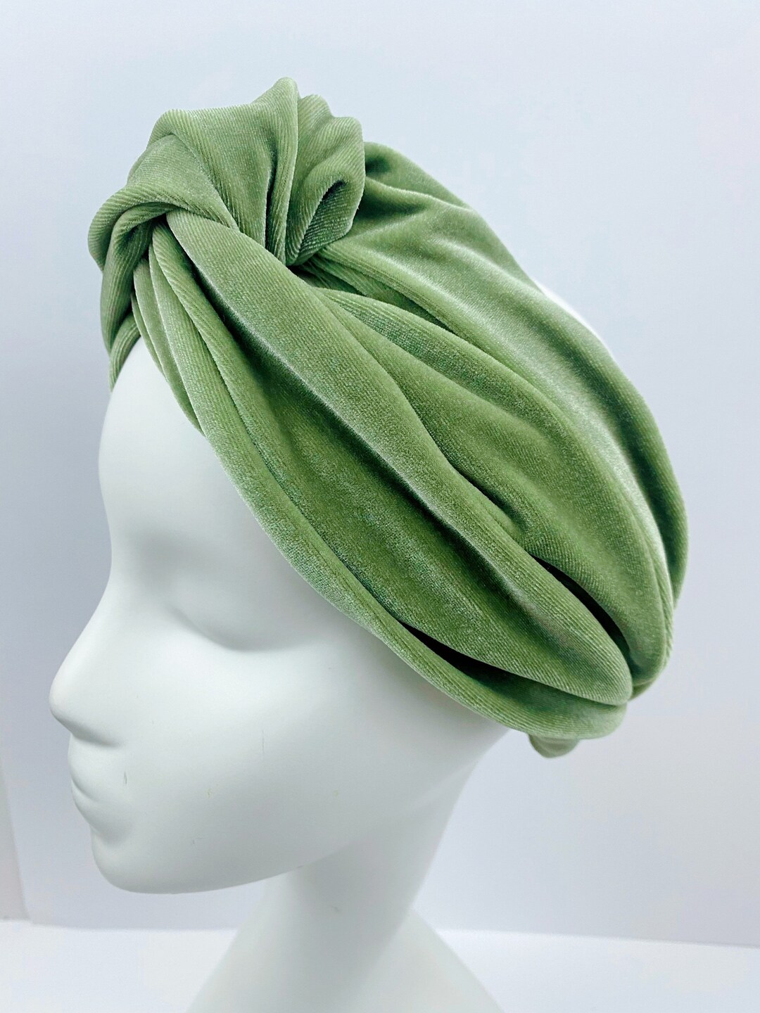 Luxury Sage Green Velvet Knotted Turban Headband Twist Knot Headband ...