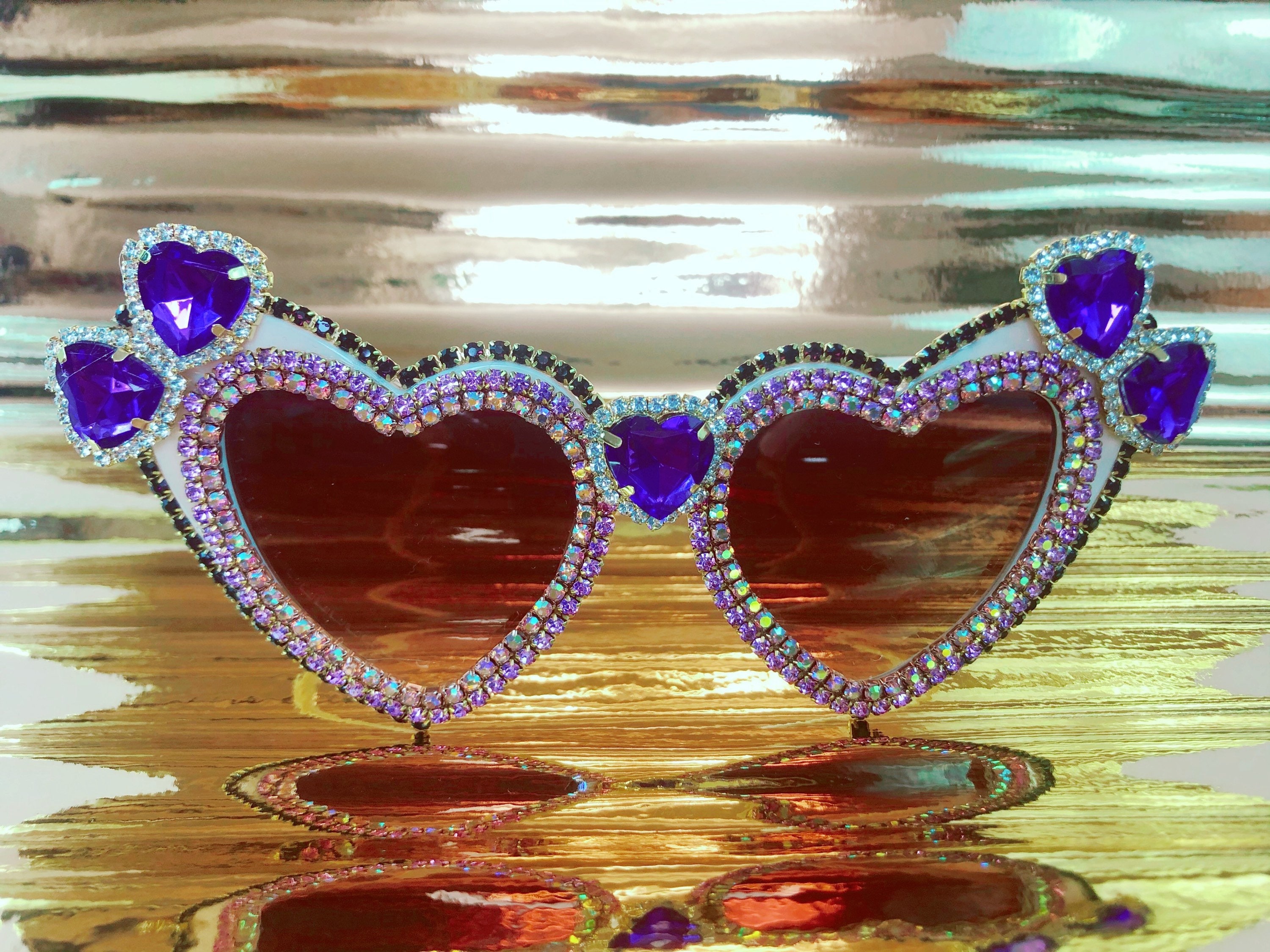 Lunettes De Soleil Cœur Rétro - UV400, Style Vintage Avec Perles Pour Femme - Fête, Mariage