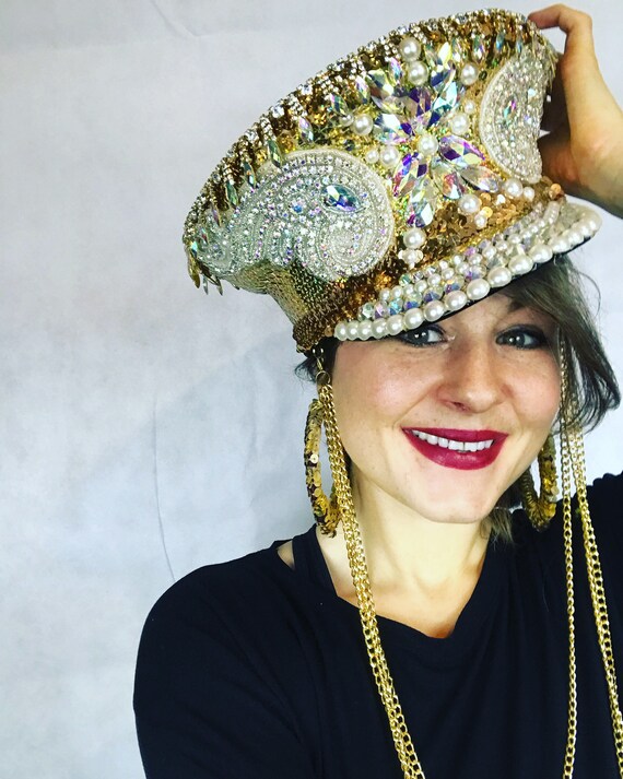 Buy Gold Sequin, Pearl, Diamante and AB Rhinestone Captains  display picture 2