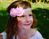 Pink Headband for Baby- Headband Photo Prop- Pink Headband- Shabby Flower Headband for Toddler- Headband or Infant- Baby Gift
