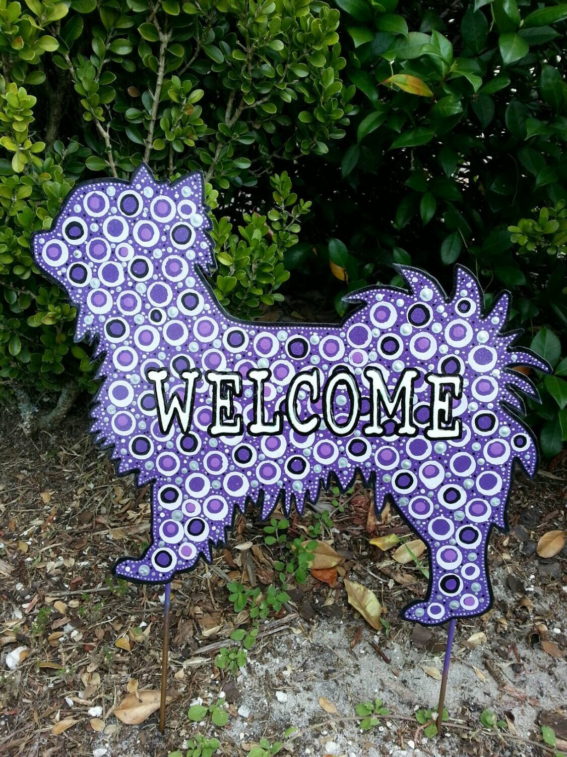 Long Haired Chihuahua Welcome Sign Yard Stake Metal Art Etsy