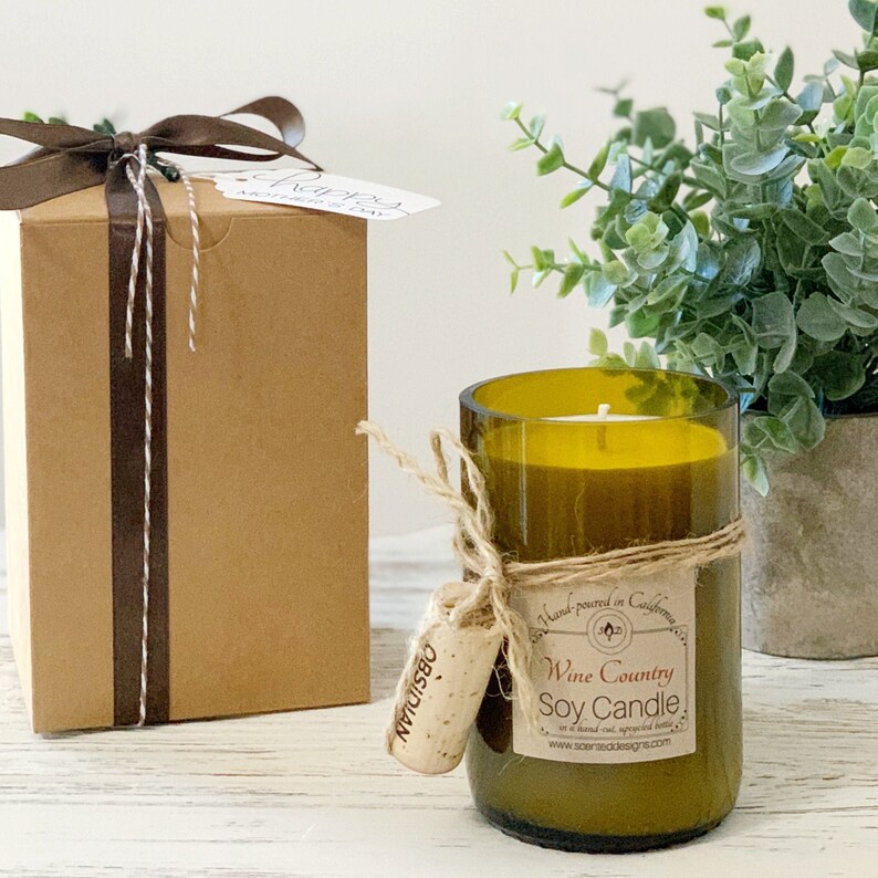 Upcycled Wine Bottle Candle Choose Scent Wine Bottle Soy Etsy