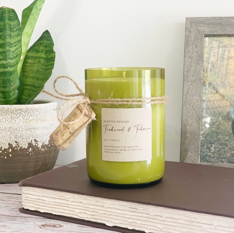 Upcycled Wine Bottle Candle Choose Scent Wine Bottle Soy Etsy