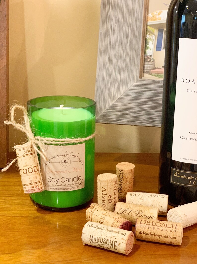 Upcycled Wine Bottle Candle Choose Scent Wine Bottle Soy Etsy