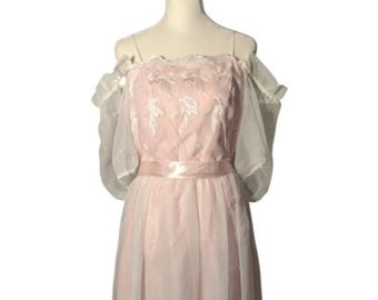 80s Lace Lolita Dress Pink Puff Sleeves Princess Cottagecore 1980s Prom