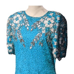 80s RARE 100% Silk Beaded Dress Stenay Silk
