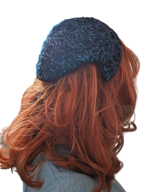 40s Blue Sequin Formal Cap