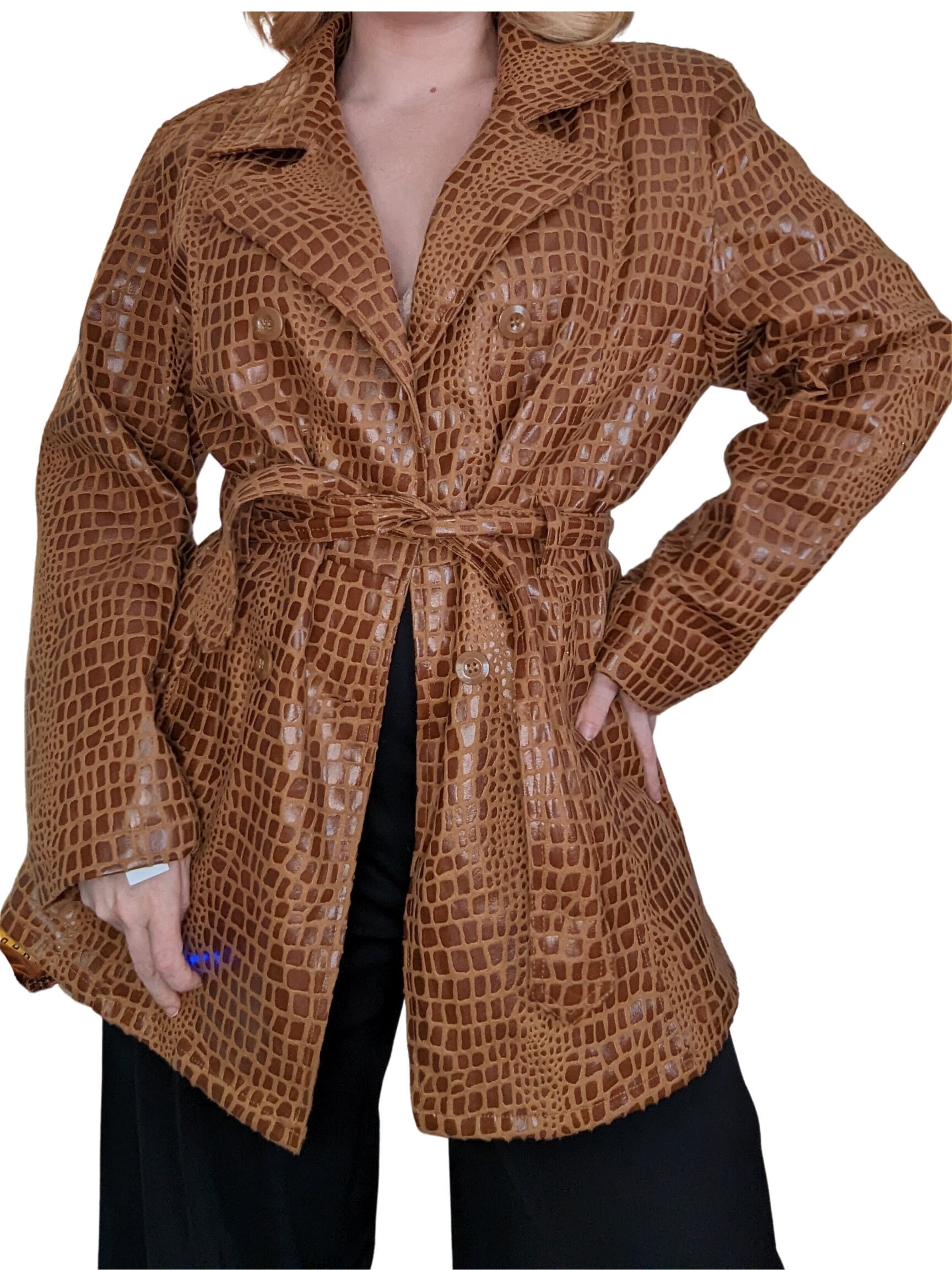 70s Faux Crocodile Print Light Jacket - Etsy