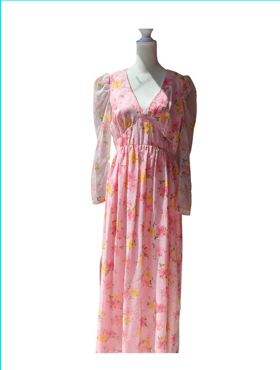 70s Floral Maxi Dress Vintage Garden Dress - image 4